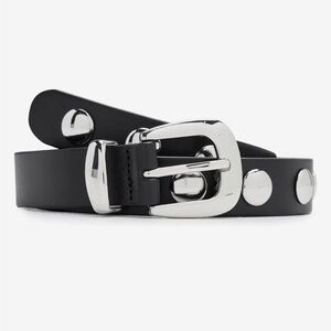 Madewell Leather Black Belt with Silver Studs